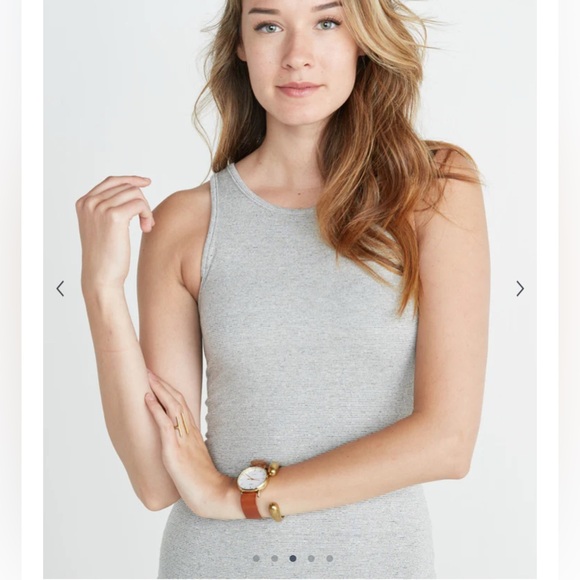 Marine Layer Tank Dress Medium Grey White Thin Micro Stripe Lexi Stretch Midi - Picture 2 of 7